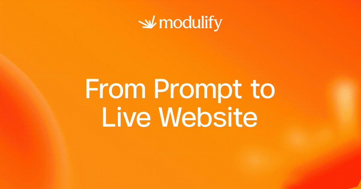 Modulify title card reading "From Prompt to Live Website: The complete 2026 guide"